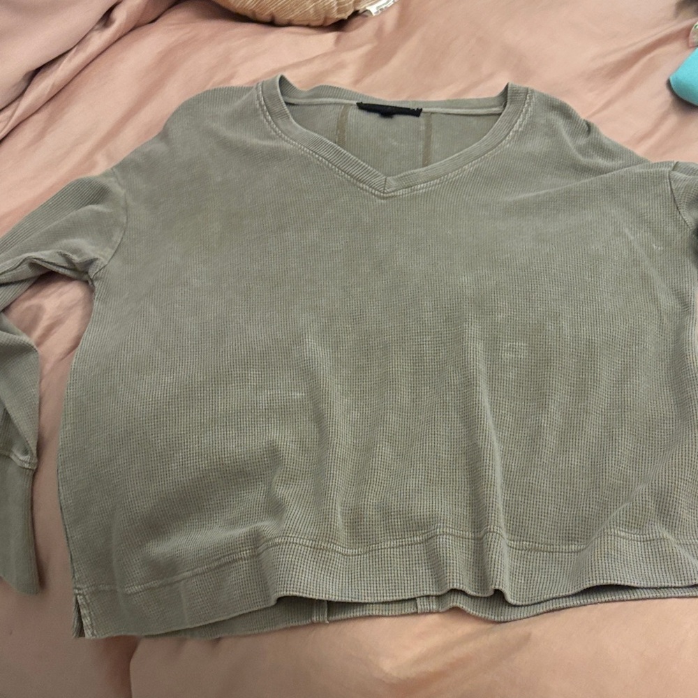 Jane and Delancey Olive Green V-Neck Top